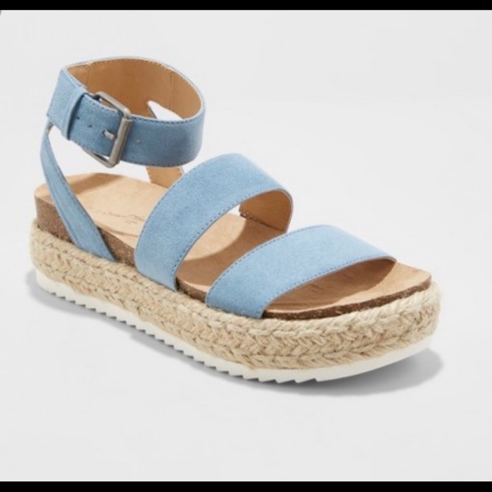 Baby blue platform sandals